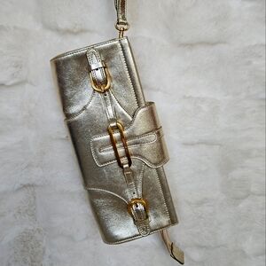 Jimmy Choo gold clutch